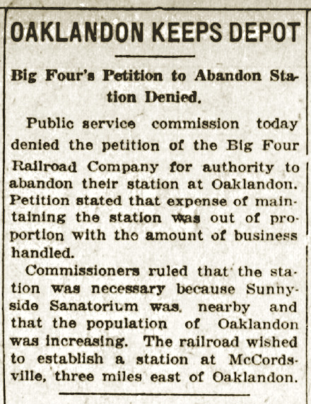 Oaklandon Keeps Depot