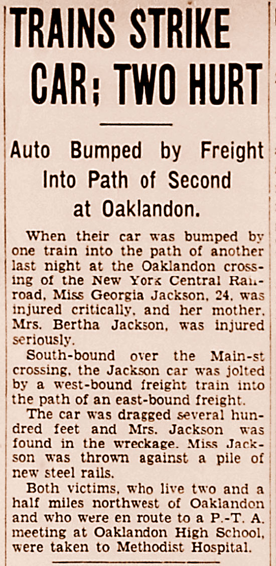 TRAINS STRIKE CAR; TWO HURT